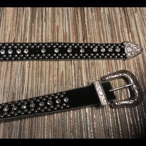 Black Rhinestone Bling Crystal Cowgirl Belt Guess M